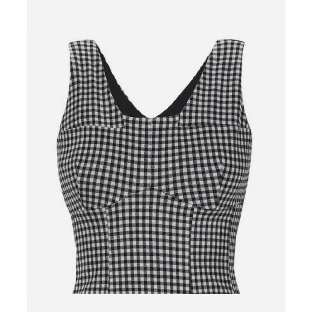 Cabi Sleeveless Square Neck Bombshell #6142 Top White/Black Womens Size Medium